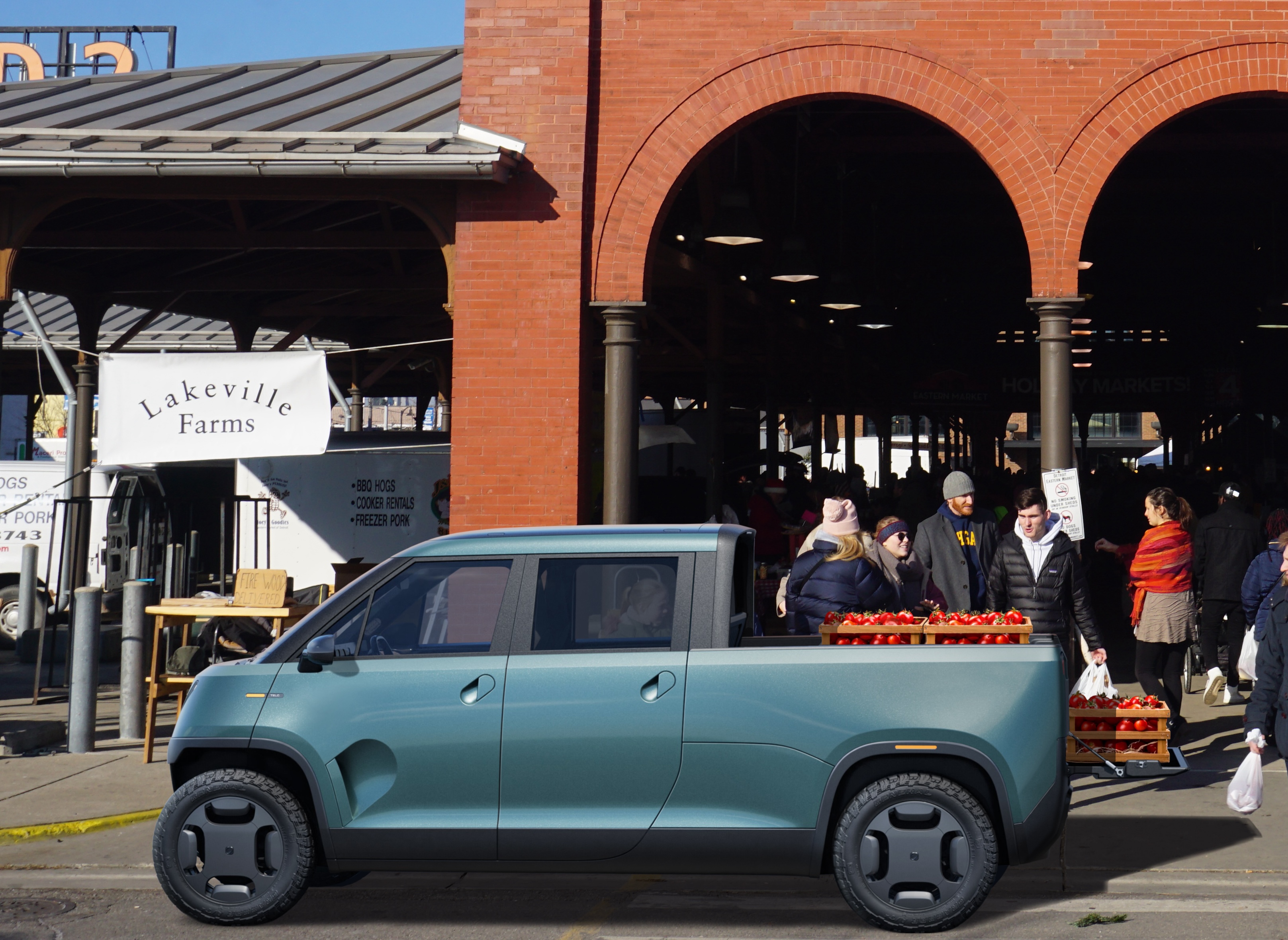 TELO Truck parked in a tight parking spot.